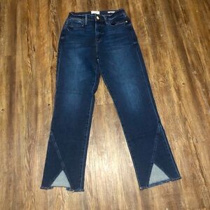 Frame Le High Straight Jeans Women's 27 Cross Frayed Step Hem in Kingsway Wash